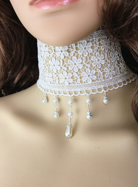 欧美韩国蕾丝短款夜店白色项圈