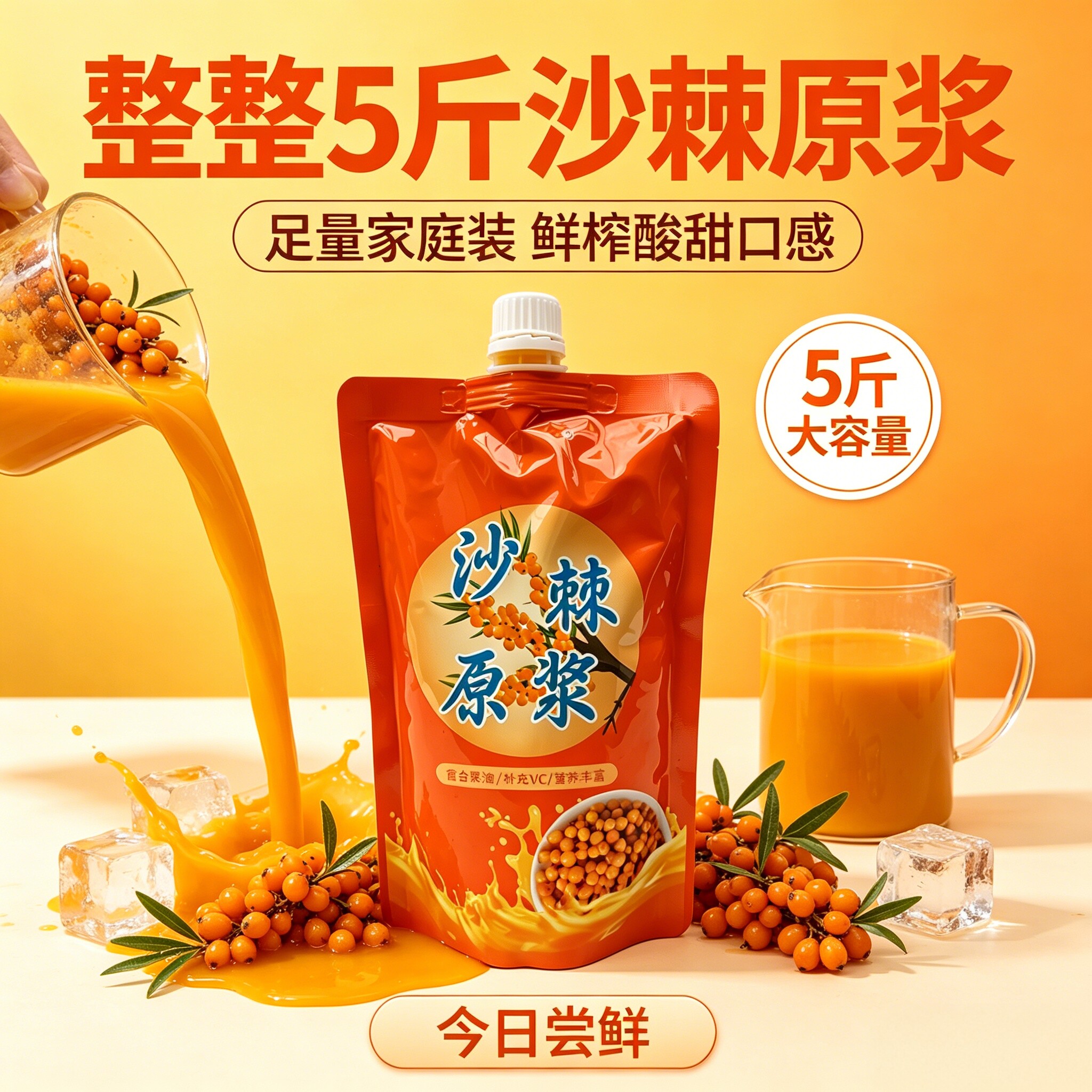沙棘原浆内蒙小果鲜榨五斤更划算