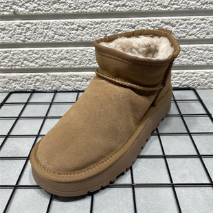 棉鞋 断码 厚底防滑时尚 新款 处理真皮雪地靴女加绒加厚保暖棉靴冬季