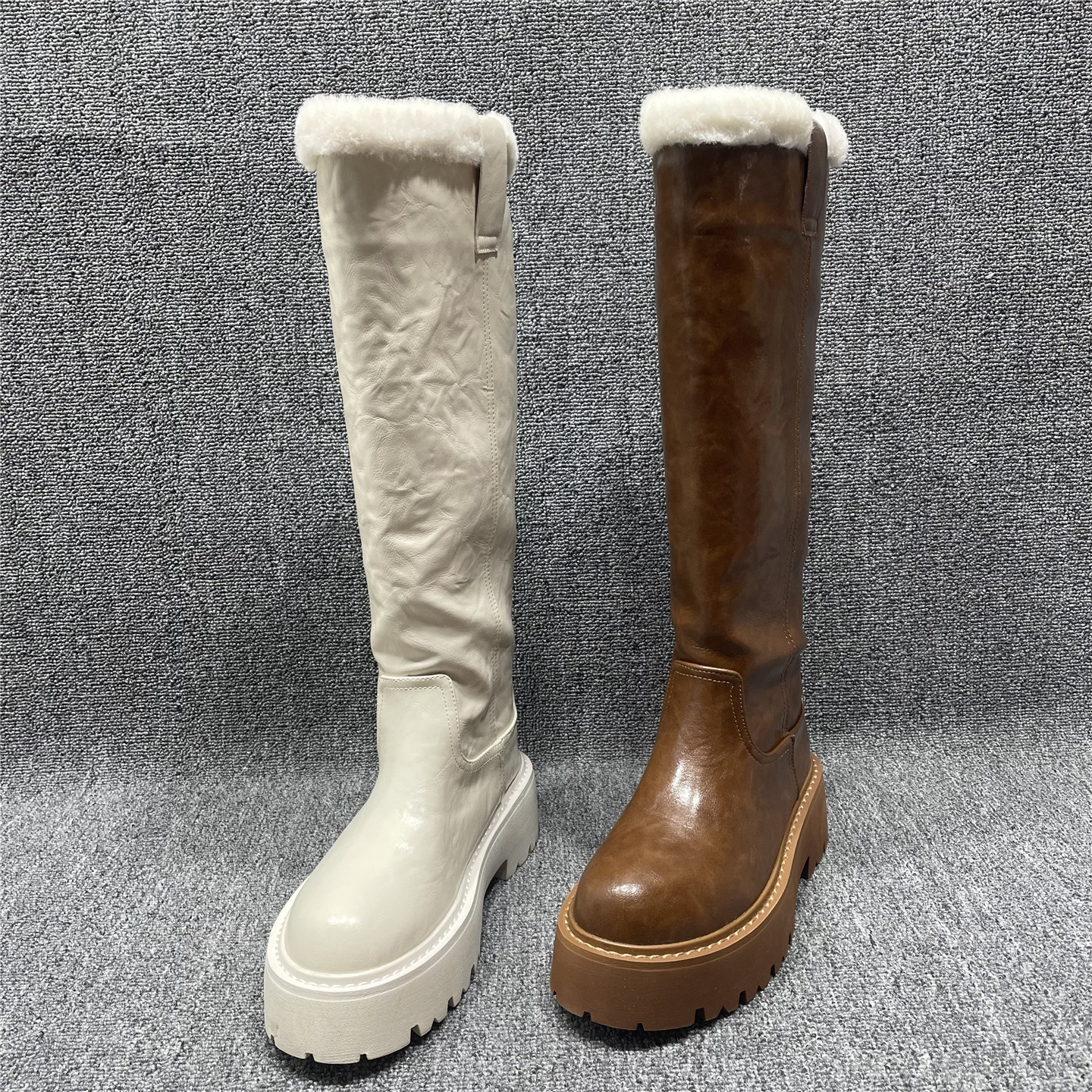 断码处理保暖加厚不过膝长筒靴女