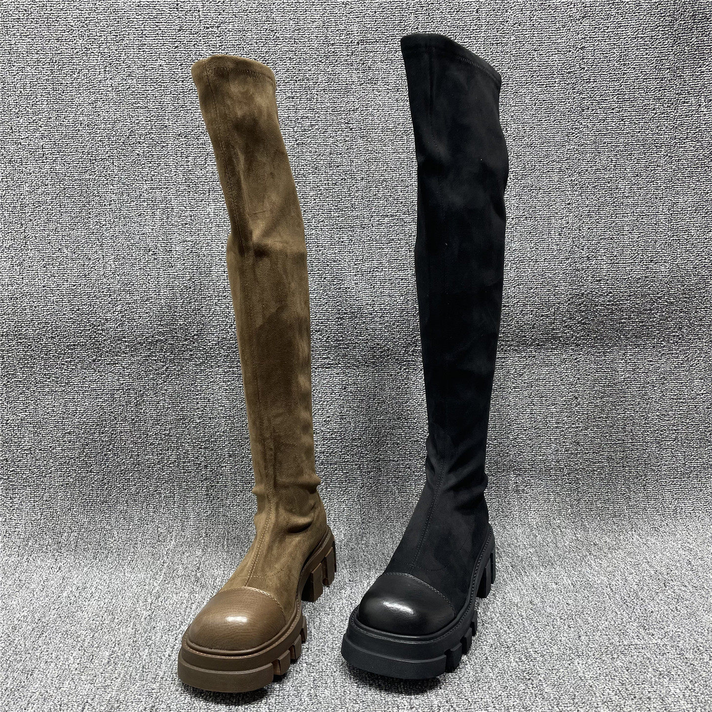 断码处理绒面长靴女膝靴高筒靴子女弹力瘦瘦靴厚底小个子长筒靴女,女鞋,骑士靴,淘宝优惠券,粉丝福利购,淘宝优惠卷