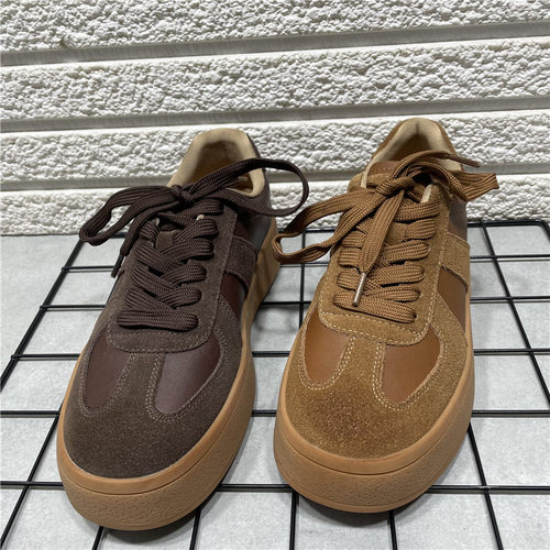 断码处理真皮厚底德训鞋女