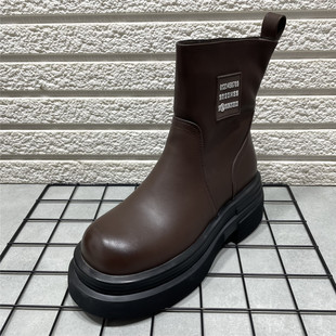 短靴女 烟筒靴英伦风瘦瘦靴弹力靴厚底粗跟复古时尚 断码 处理秋冬款