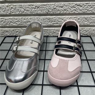 软底舒适一字带德训鞋 女2025新款 女 处理平底芭蕾复古玛丽珍鞋 断码