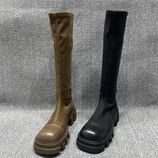 高高靴 瘦瘦靴不过膝时装 断码 处理显腿长厚底粗跟长筒靴女秋冬新款