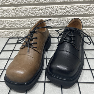 百搭学院风单鞋 女复古系带小皮鞋 女 处理真皮英伦风粗跟乐福鞋 断码