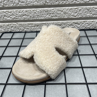 绝美巨好穿家居懒人一脚蹬毛毛鞋 女外穿秋冬新款 处理毛毛拖鞋 断码