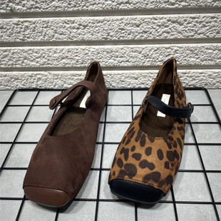 复古晚风芭蕾风平底玛丽珍鞋 女秋冬新款 处理方头浅口加绒单鞋 断码