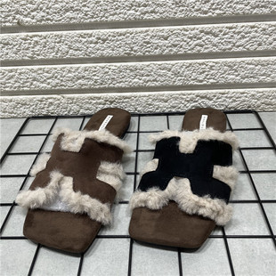 处理网红时尚 百搭毛茸茸拖鞋 毛毛鞋 子外穿秋冬新款 女棉拖 女鞋 断码