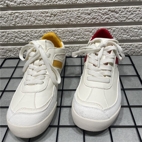 韩版ins超火真皮系带德训鞋女