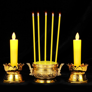厂家直销新款莲花蜡烛跨境货源仿真led电子黄色香炉泰国香炉包邮