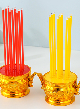 厂家直销新款莲花蜡烛跨境货源泰国9根黄色仿真led电子香炉包邮