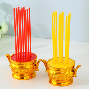 厂家直销新款莲花蜡烛跨境货源泰国9根黄色仿真led电子香炉包邮