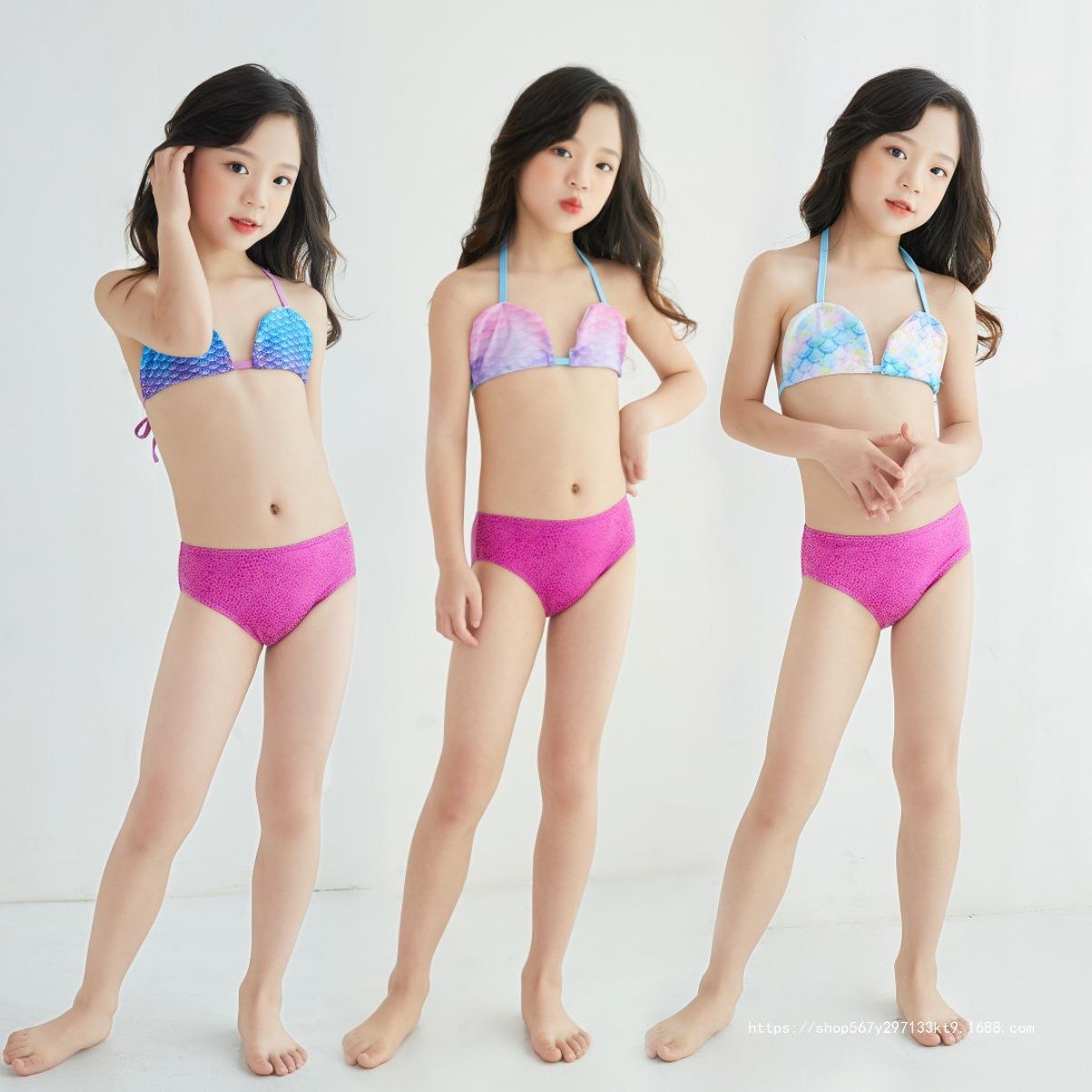 欧美儿童游泳衣女童泳装可爱比基尼套装美人鱼分体小中大童