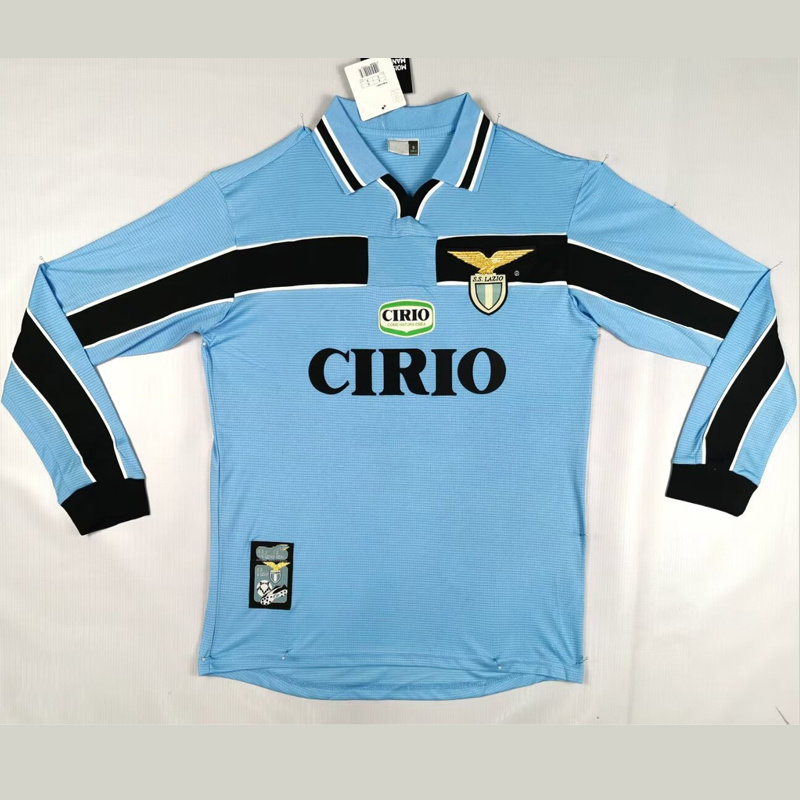 复刻98-99拉齐奥主场复古老款长袖足球服 内斯塔贝隆内德维德球衣