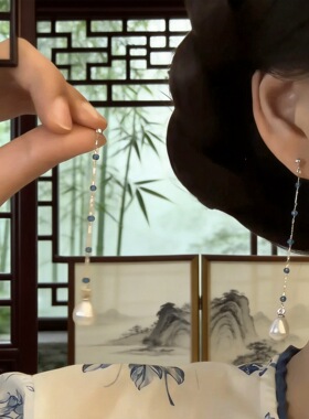 【寻光】新中式白色人造珍珠长流苏耳环女复古高级感小众精致耳饰