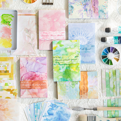 陌墨流光映彩色彩晕染主题素材纸