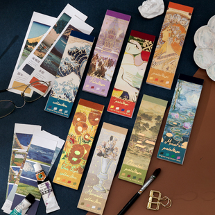 油画贴纸本手帐素材 陌墨一间美术馆 梵高莫奈穆夏浮世绘中国名画