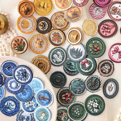 沐染贴纸包岁月印记仿火漆封口贴