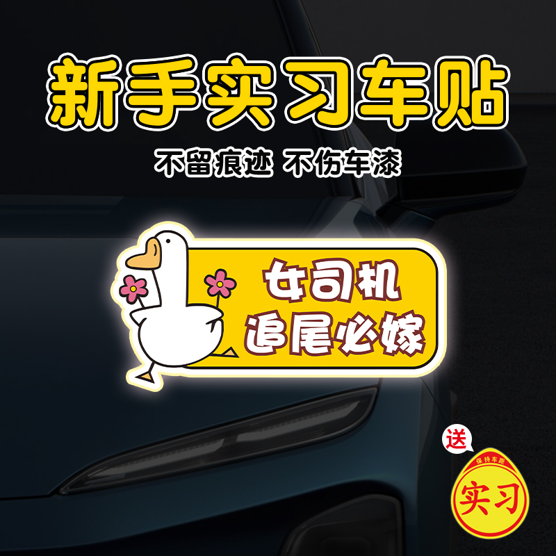 女司机新手上路实习期磁性车贴纸创意磁吸反光搞笑汽车用装饰标志