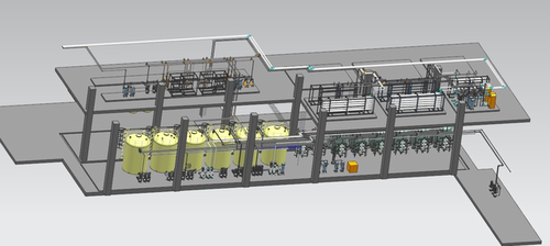 超纯水三维BIM水箱edi反渗透RO工艺结构管道建模水箱