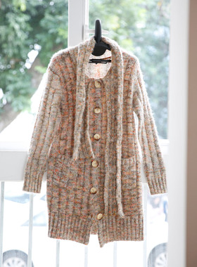 外贸纯原尾单 | 韩国客供羊毛马海毛混纺 | 不起毛粒围巾针织外套