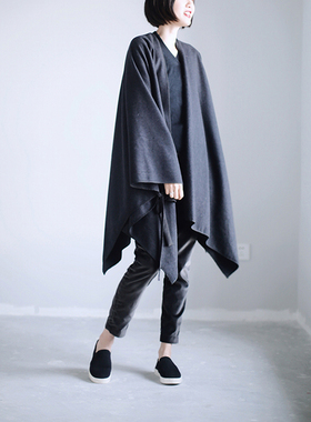 The That This | 欧洲黑灰色纯羊毛 | 独立设计斗篷外套 |may yon