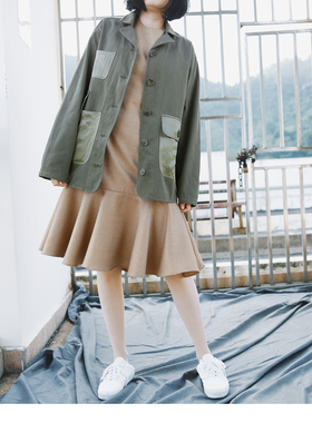 The That This | 日本纯棉 |  原创独立设计深军绿色拼接工装外套