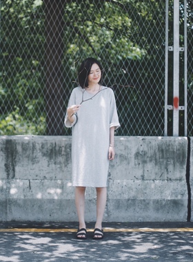 The That This | 质感纯棉 | 灰色男女可穿长T恤连衣裙 | may yon