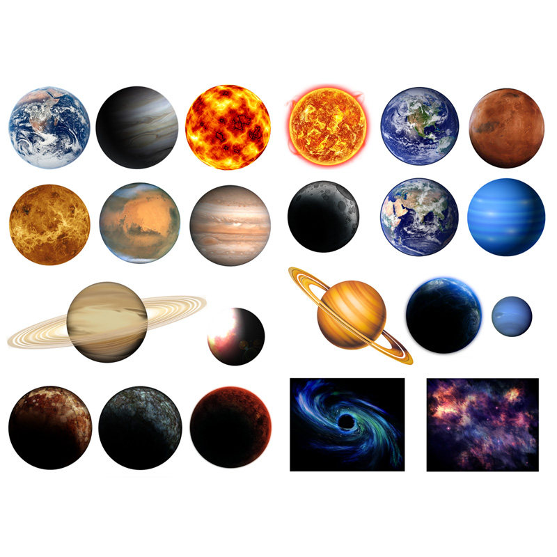 【已裁剪】宇宙星空行星风景手账贴纸手帐装饰小图案儿童贴贴画