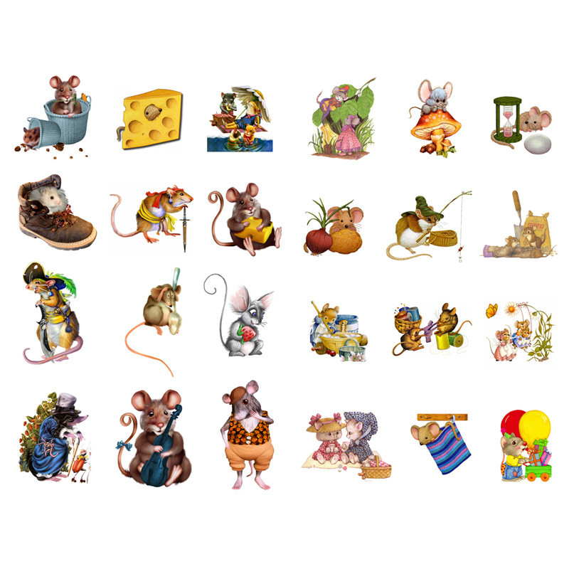 【已裁剪】可爱卡通生肖老鼠水杯电脑手账素材儿童贴贴纸宝宝贴画