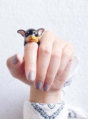 泰国手绘巧克力色可调节戒指