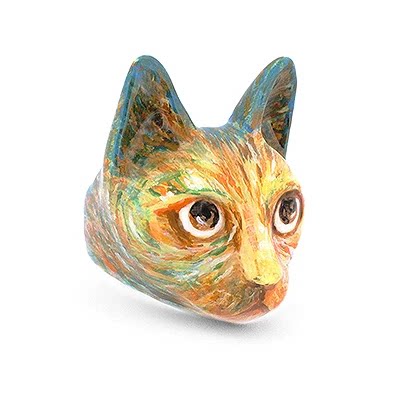 GOODAFTERNINE泰国设计师手工薰衣草梵高星空限定猫开口戒指包邮