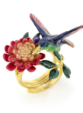 GOODAFTERNINE泰国设计师手工夜莺与玫瑰送礼 珐琅戒指耳钉项链