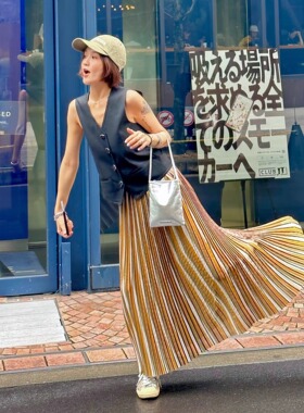 入秋一绝 绝绝子复古时髦配色褶皱风琴裙A字百褶半裙高腰鱼尾裙