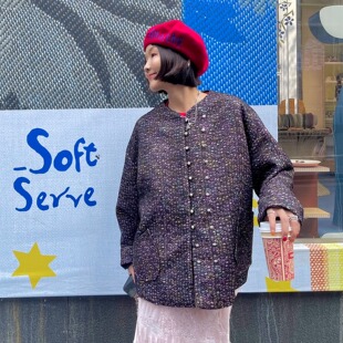 FreshMany古董私服系列高级法式 复古设计感编织小香外套休闲西装