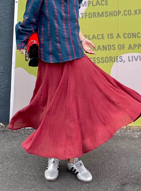 无法复刻的魔力复古红百褶裙半身裙春夏新款氛围感鱼尾裙A字裙