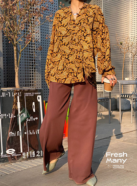 新款宽松高腰显瘦阔腿裤直筒垂感长裤休闲慵懒拖地裤