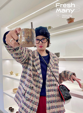 年度宝藏小彩盘 羊毛编织小香风外套西装春高级感双排扣宽松上衣