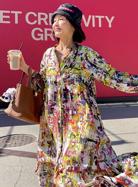 FreshMany莫奈时光剪影幻彩连衣裙春夏艺术小众设计高级显瘦长裙