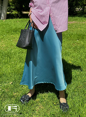 荷塘月色重磅醋酸质感立体灵动垂悬鱼尾裙高腰显瘦绸缎高级感半裙