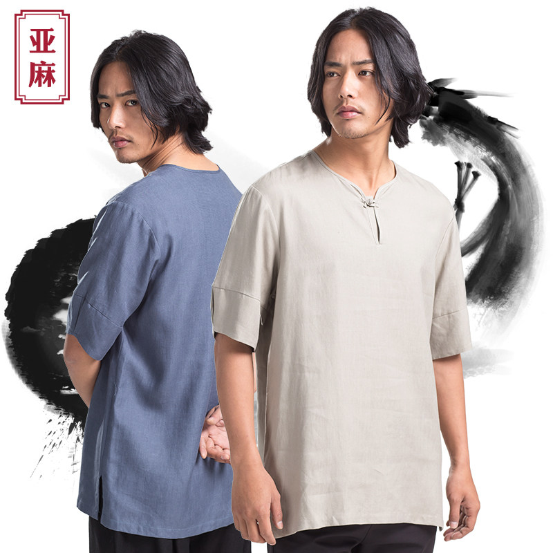 古韵中华夏季亚麻短袖透气武术服图片