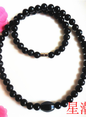 天然新疆保健项链墨绿玉