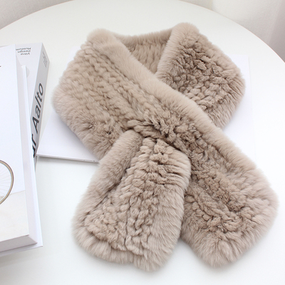 双面编织獭兔毛真毛保暖加厚围巾