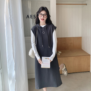 【现货】刺绣笑脸卫衣背心裙白T恤两件套296A-8131-P170-K248图片