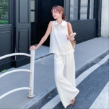 【新款现货】白色无袖休闲阔腿裤两件套2B130-8168-P175-K278，女装套装/套裙，浙宝296A