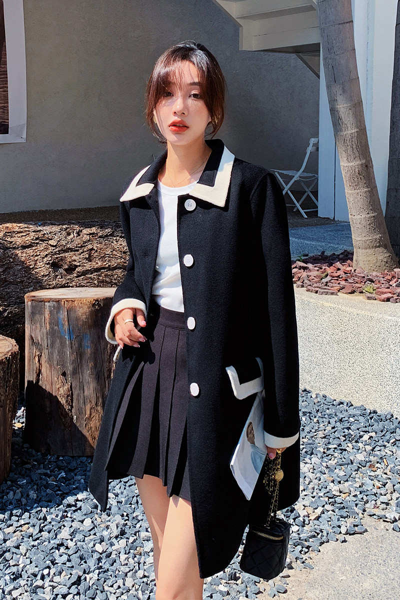 【新款现货】2023秋冬季小香风撞色毛呢大衣296A-2238-P170K258,女装毛呢外套,浙宝296A