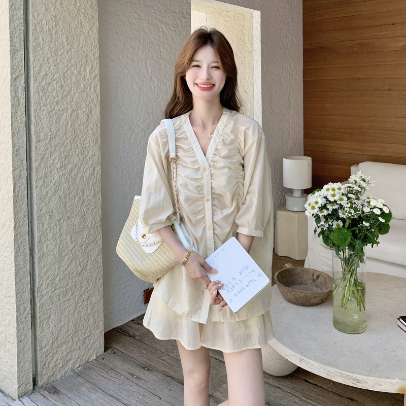 【26新款现货】夏日防晒休闲衬衫短裤套装2B130-2605-P160-K268,女装套装/套裙,浙宝296A