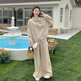 【新款现货】杏色卫衣蝴蝶结领拼接套装296A-8190-P195-K318，女装套装/套裙，浙宝296A