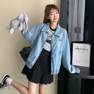 296A【秋装新款】2023新款复古美式牛仔外套2336-P140K198,搭配衣服女微胖小个子150cm图片